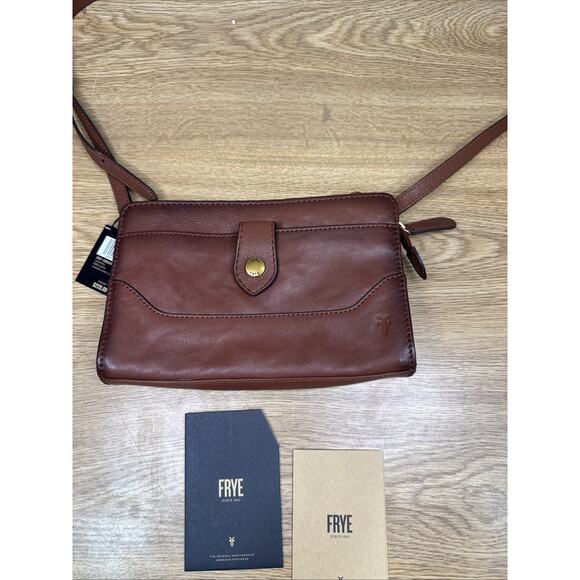 Frye Lucy Small Cognac Leather Crossbody Convertable Bag - Picture 4 of 9